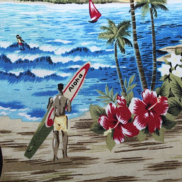 Island Collection Large Aloha Hawaiian Shirt Tiki Motorcycle Surf Boards Beach - Picture 10 of 12